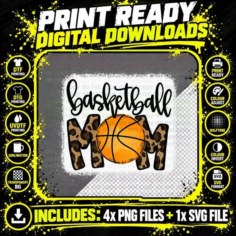 Basketball Mom Leopard Basketball Mama, Sports Png SVG Digital Bundle