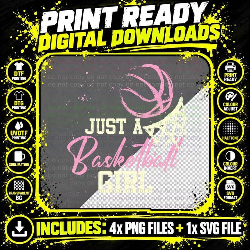 Basketball Player Women Just a Basketball Girl Png SVG Digital Bundle