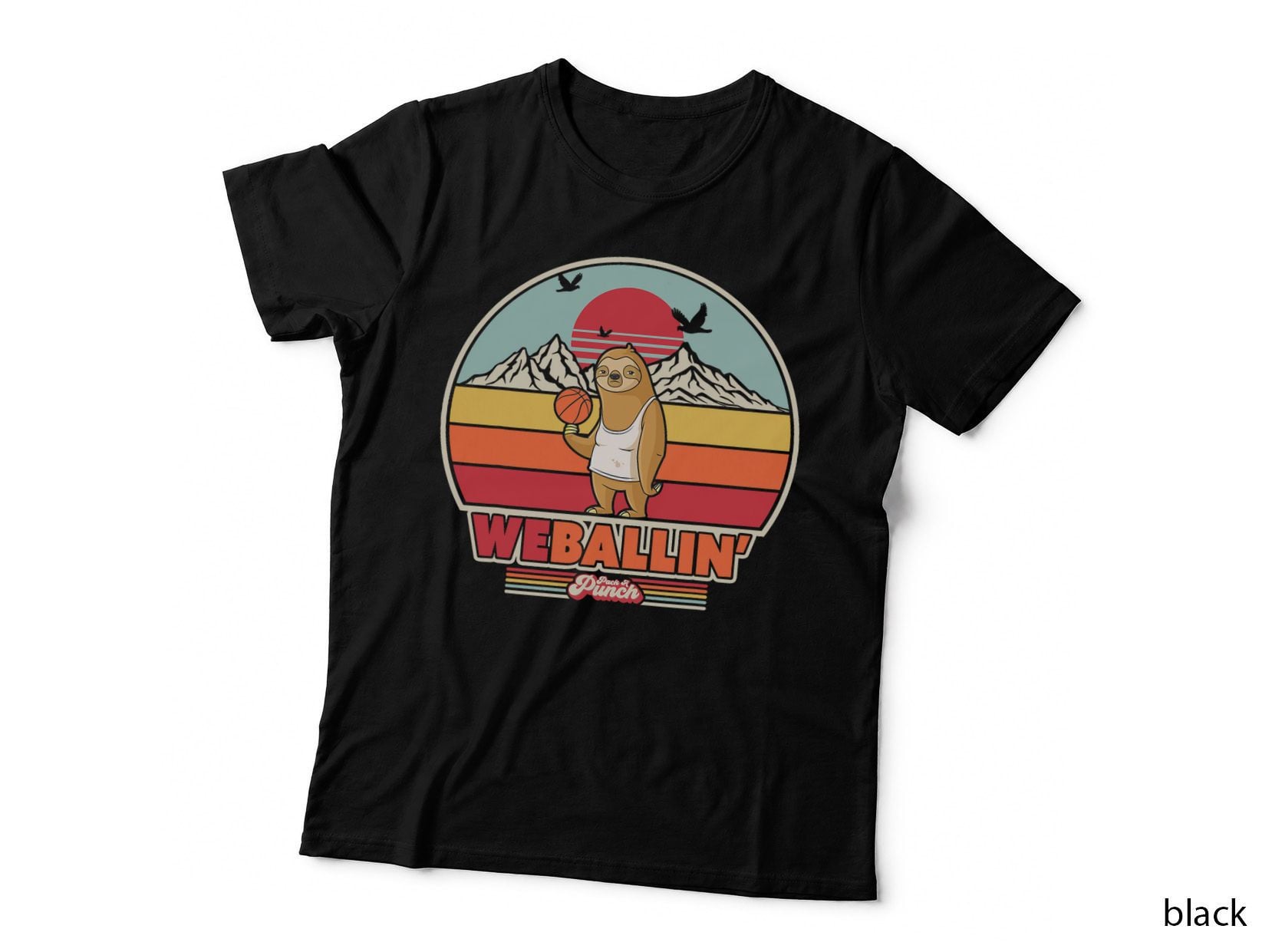 Basketball Sloth Shirt. Retro Style Funny, We Ballin' T-Shirt