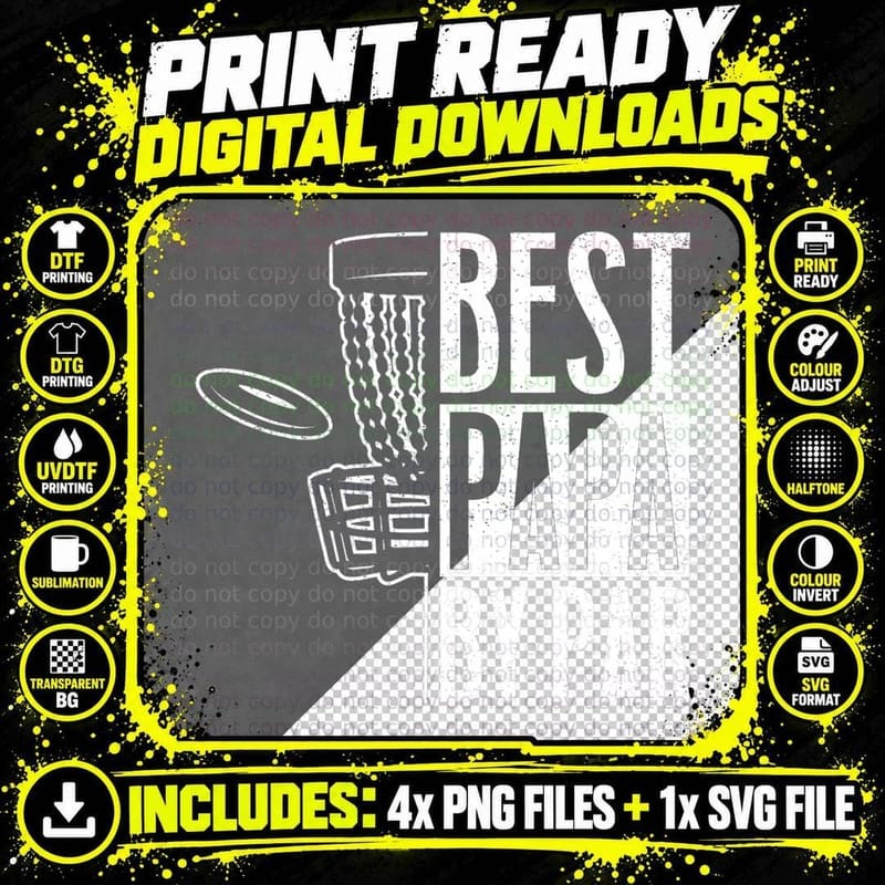 Best Dad by Par - Fathers Day Papa Daddy Popa Disc Golf Png SVG Digital Bundle
