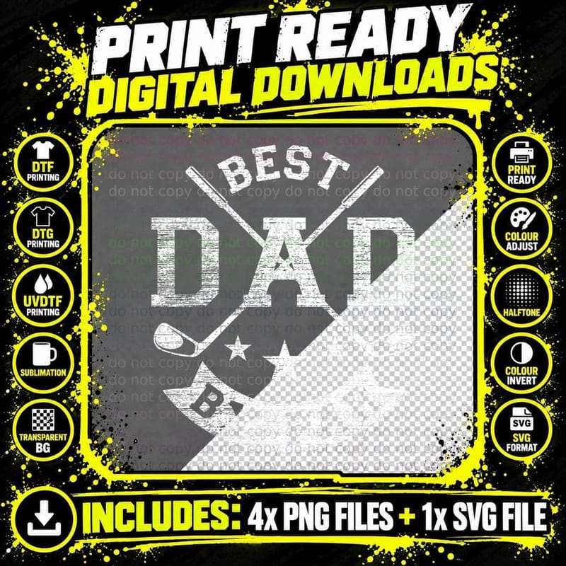 Best Dad by Par Funny Golf Daddy Fathers Day Birthday Png SVG Digital Bundle