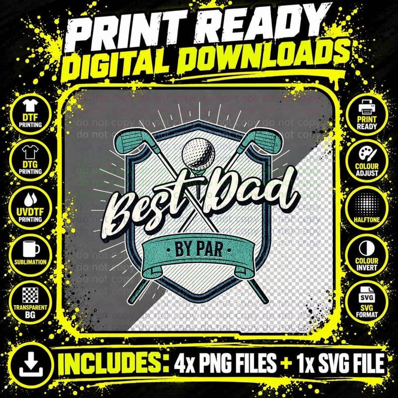 Best Dad by Par Golf Dad Father's Day, Men's Gift Png SVG Digital Bundle