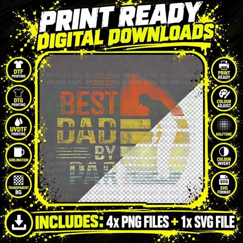 Best Dad by Par Retro Vintage Father's Day Golf Lover Png SVG Digital Bundle