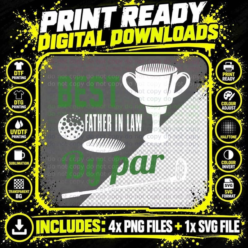 Best Father in Law by Par Golf Golfer Gift, Dad's Day Png SVG Digital Bundle