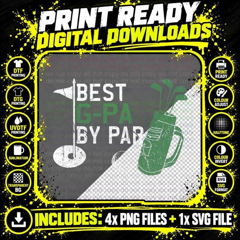 Best G-Pa by Par Golf Lover Fathers Day, Grandpa Gift Png SVG Digital Bundle