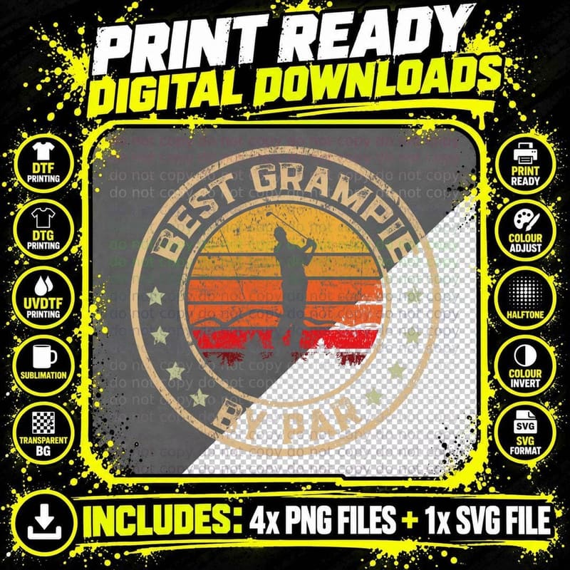 Best Grampie by Par Father's Day Golf Golfing Png SVG Digital Bundle