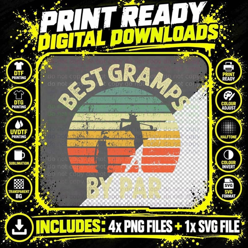 Best Gramps by Par Golf Golfer Golfing Grandpa Father's Png SVG Digital Bundle