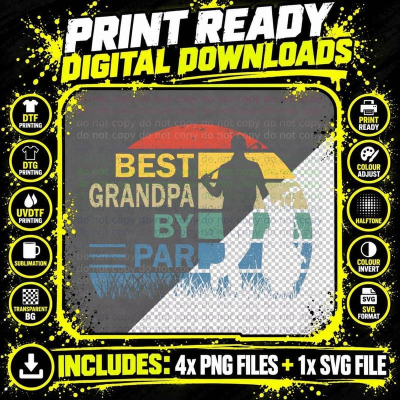 Best Grandpa by Par - Fathers Day Papa Grandfather Popa Png SVG Digital Bundle