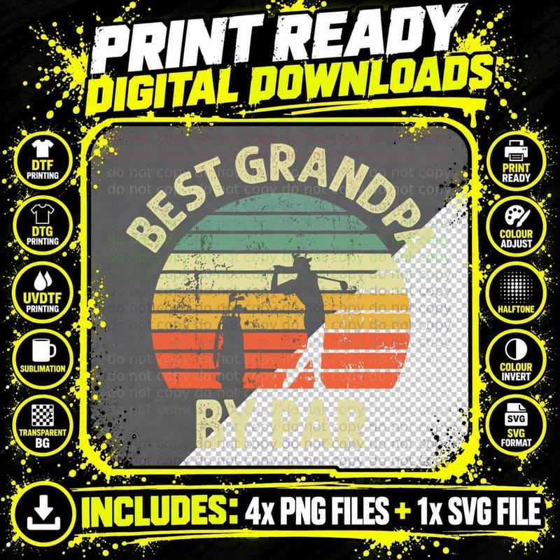 Best Grandpa by Par Golf Golfer Golfing Grandfather Png SVG Digital Bundle