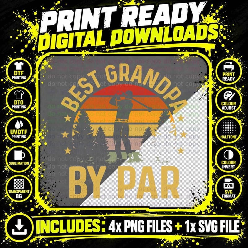 Best Grandpa by Par Golf Golfing, Father's Day Gift Png SVG Digital Bundle