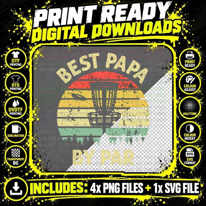 Best Papa by Par Disc Golf Golfer Player Funny Father's Png SVG Digital Bundle