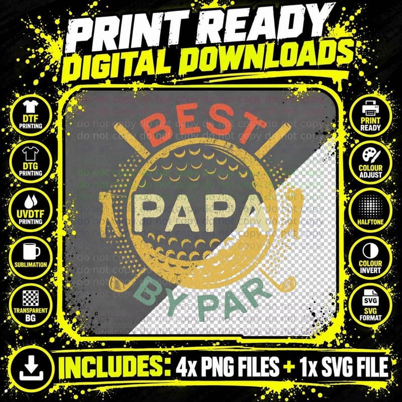 Best Papa by Par T-Shirt Golf Lover Fathers Day Shirt Png SVG Digital Bundle