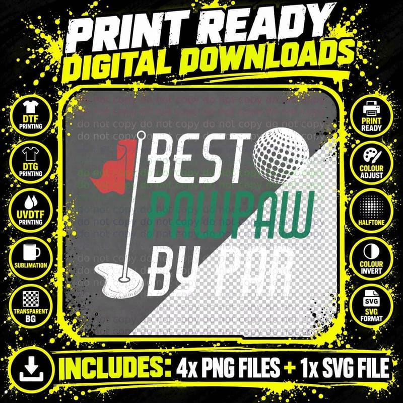 Best Pawpaw by Par Gift for Father's Day Pawpaw Golf Png SVG Digital Bundle