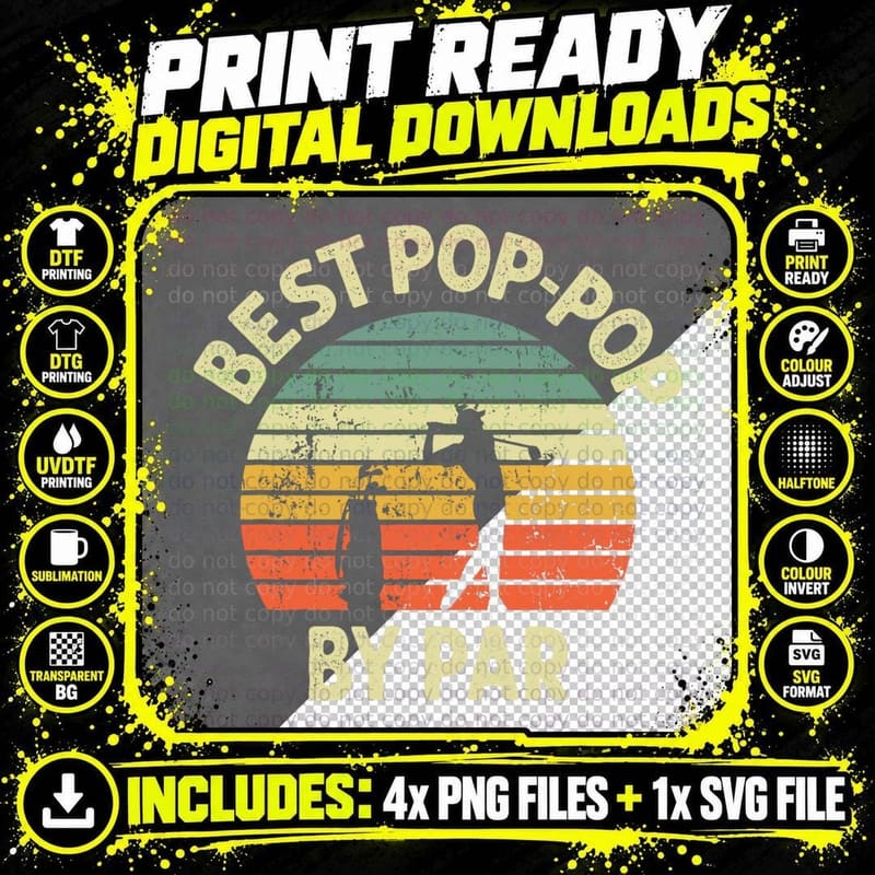 Best Pop-Pop by Par Golf Golfer Golfing Grandpa Father's Png SVG Digital Bundle
