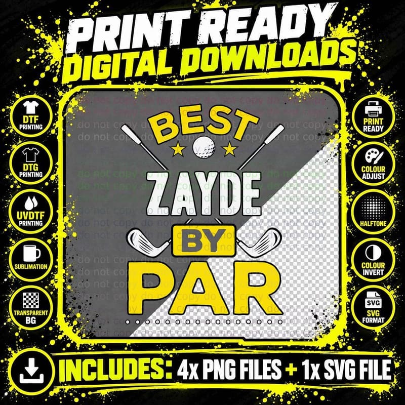 Best Zayde by Par Golf Zayde Gift, Grandpa Png SVG Digital Bundle