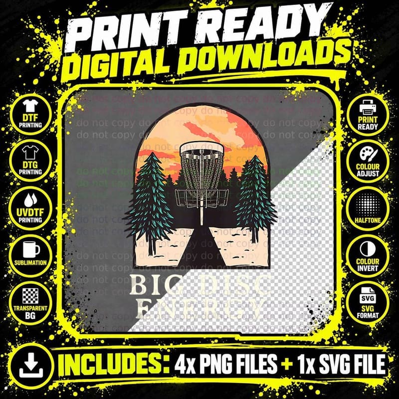Big Disc Energy Disc Golf Sports Golfer Sports Lover Png SVG Digital Bundle