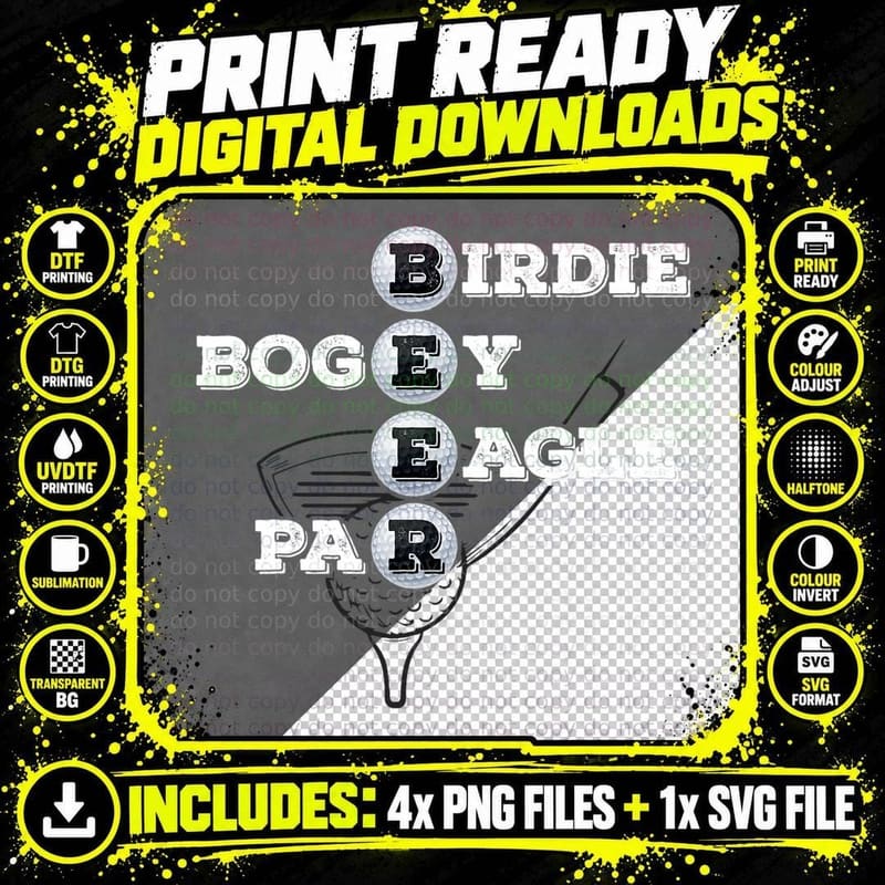 Birdie Bogey Eagle Par Beer Golf Ball Funny Golfer Png SVG Digital Bundle