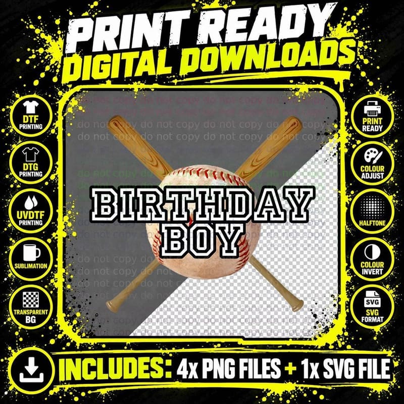 Birthday Boy Gear for Kids & Teens - Boy's Birthday Png SVG Digital Bundle
