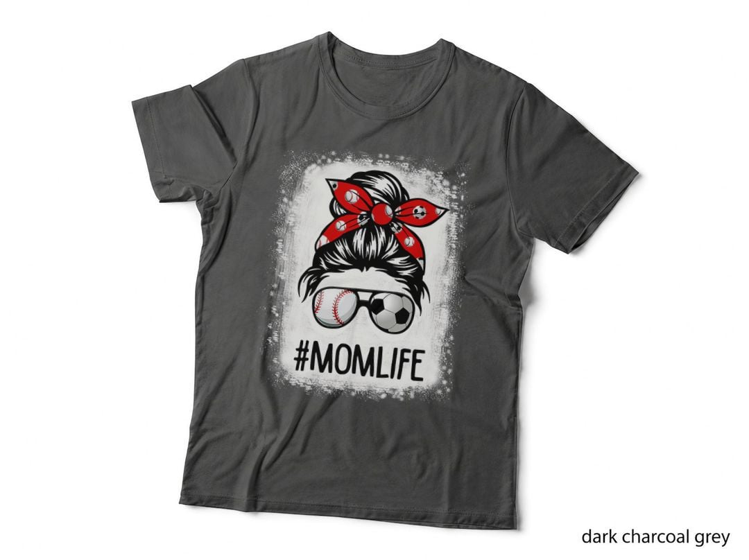 Bleached Mom Life Soccer Messy Bun Baseball Game Day T-Shirt