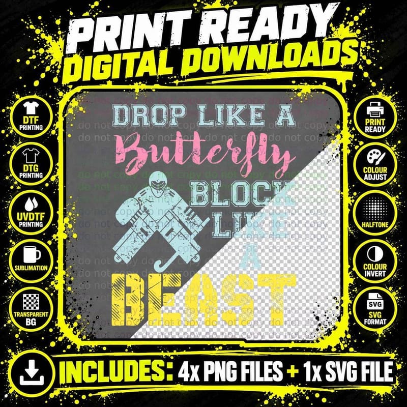 Block Like a Beast Quote - Field Hockey Goalie Png SVG Digital Bundle