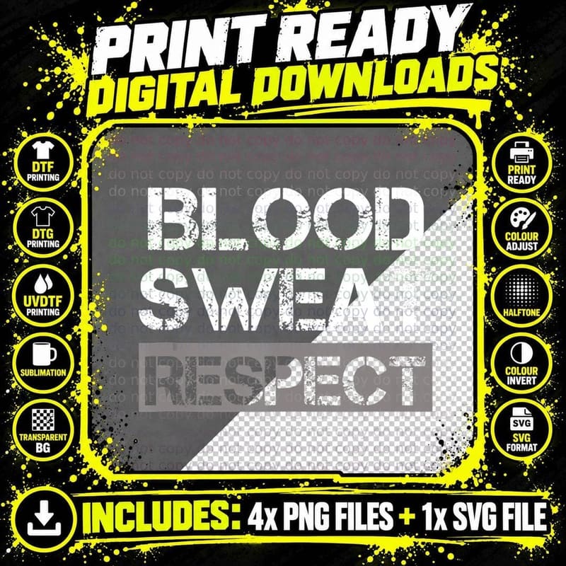 Blood Sweat Respect Tshirt, Fitness Gym Workout Png SVG Digital Bundle