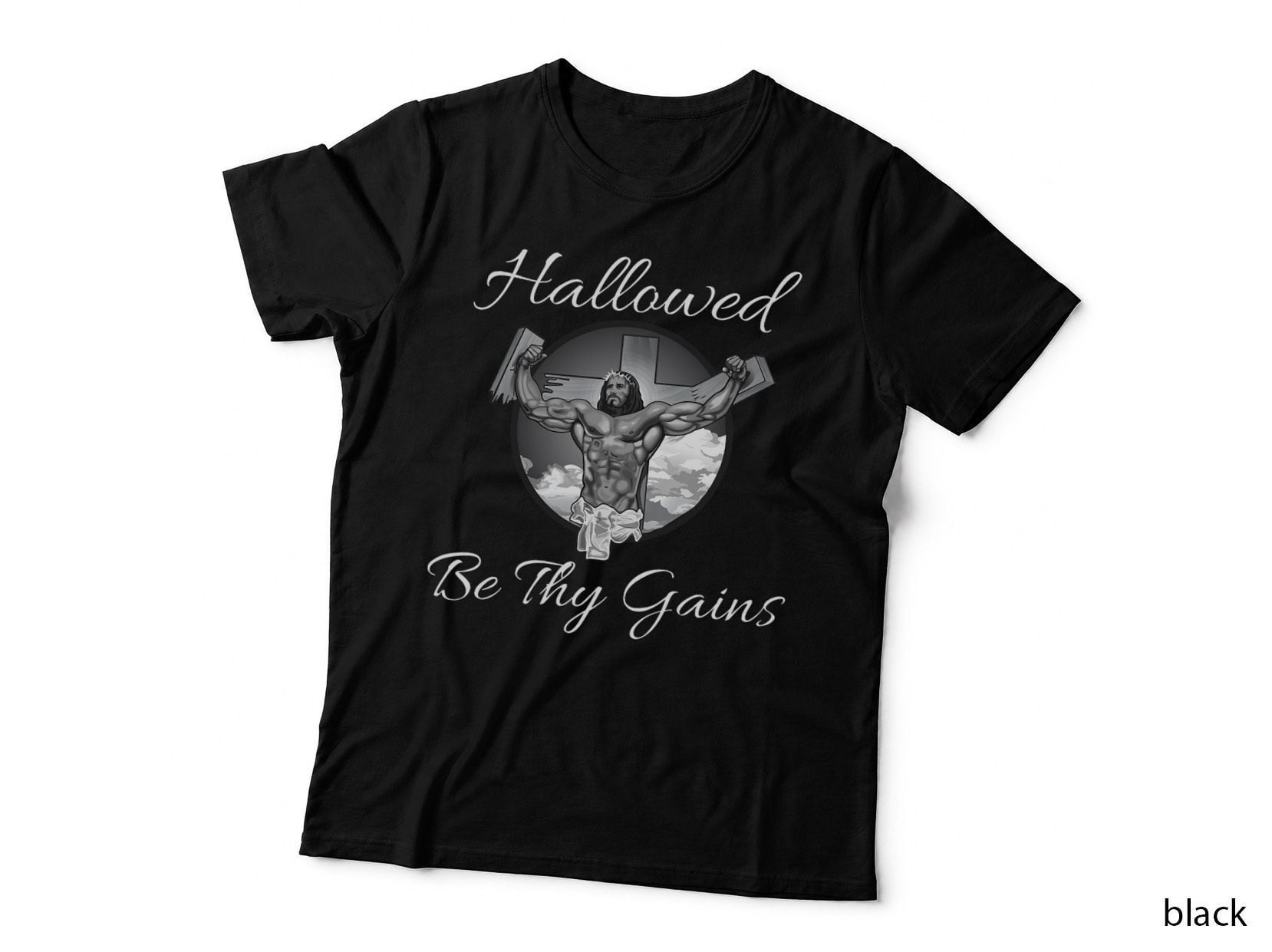 Bodybuilder Gifts for Men Hallowed Be Thy Gains Funny Gym T-Shirt