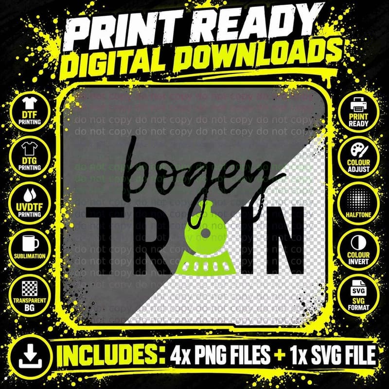Bogey Train Golf T Premium, Men's Golf, Gift for Golfer Png SVG Digital Bundle