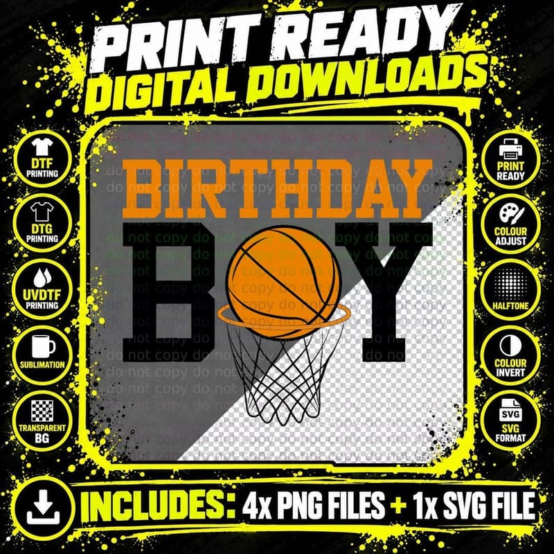 Boy of the Birthday - Basketball Family Birthday Png SVG Digital Bundle