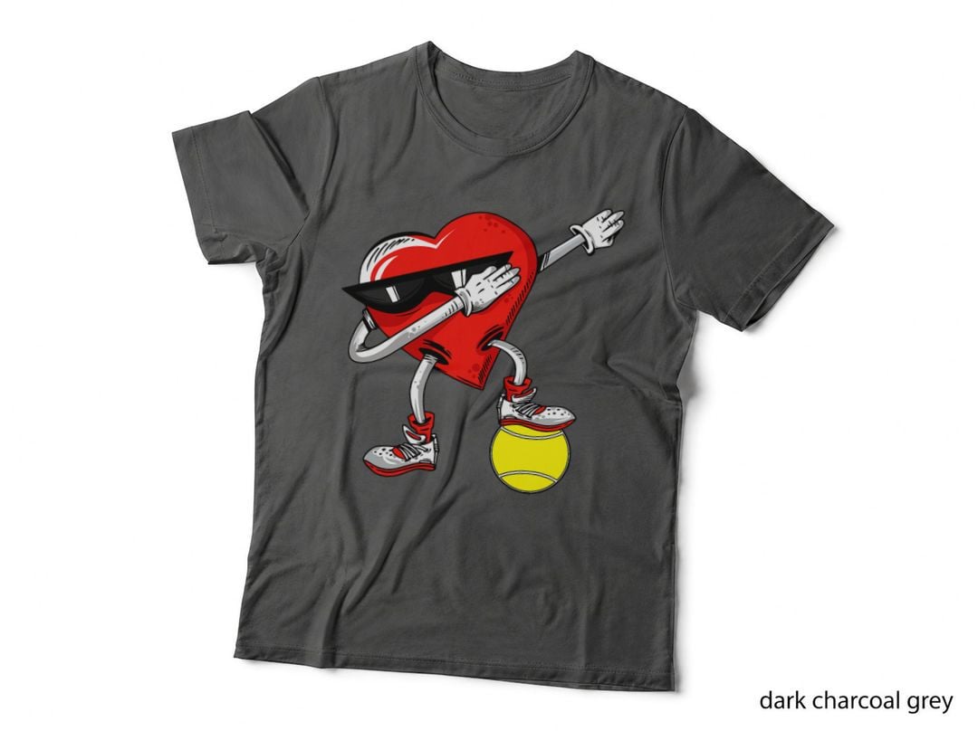 Boys Valentines Day Tennis Heart Dab Dance Sunglasses T-Shirt