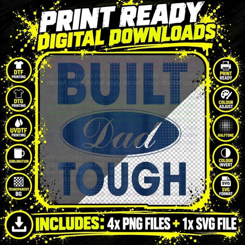 Built Dad Tough Build Dad Car Guys Mechanic Workout Gym Png SVG Digital Bundle