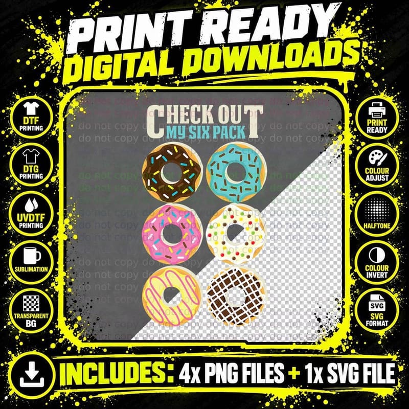 Check Out My Six Pack Donut Funny 6 Pack Gym Design Png SVG Digital Bundle