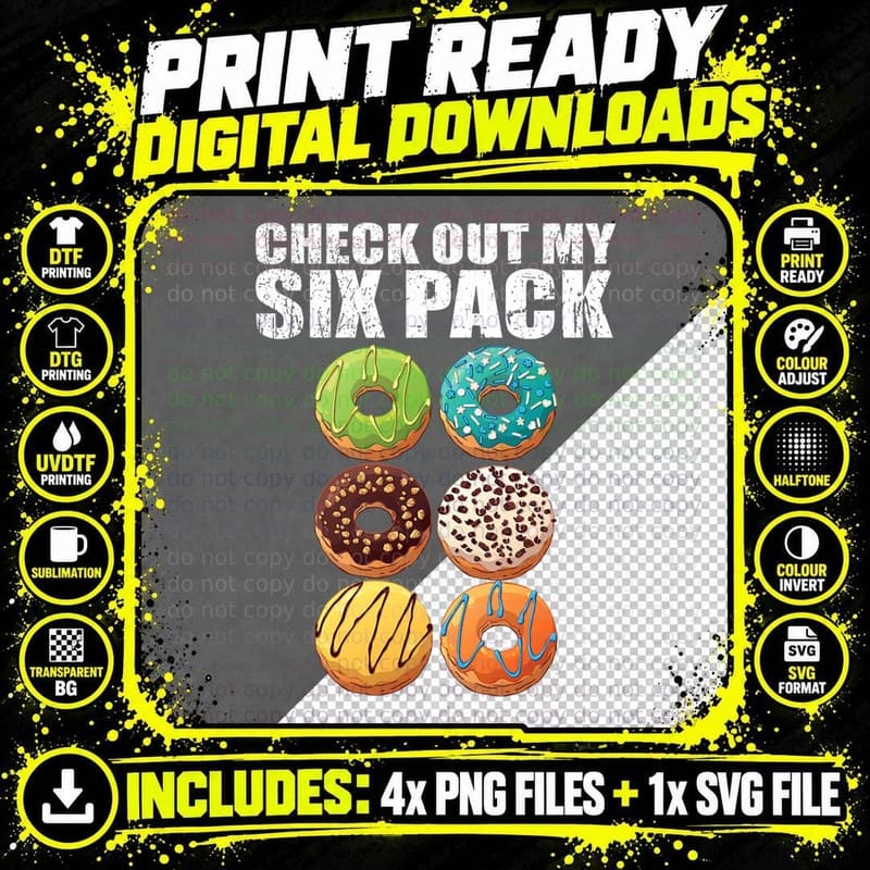 Check Out My Six Pack Donut Shirt - Funny Gym Shirts Png SVG Digital Bundle