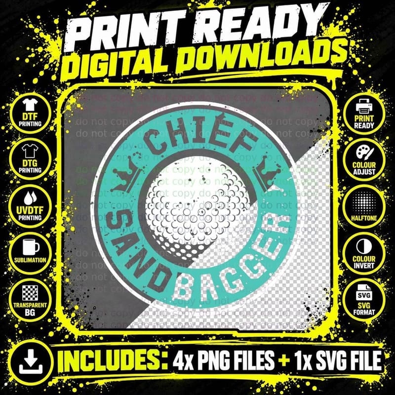 Chief Sandbagger Gag Golf, Funny Golf for Men Png SVG Digital Bundle