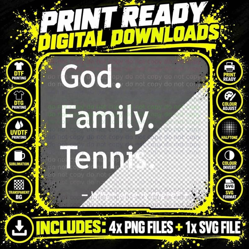 Christian Faith Christianity God Family Tennis Png SVG Digital Bundle