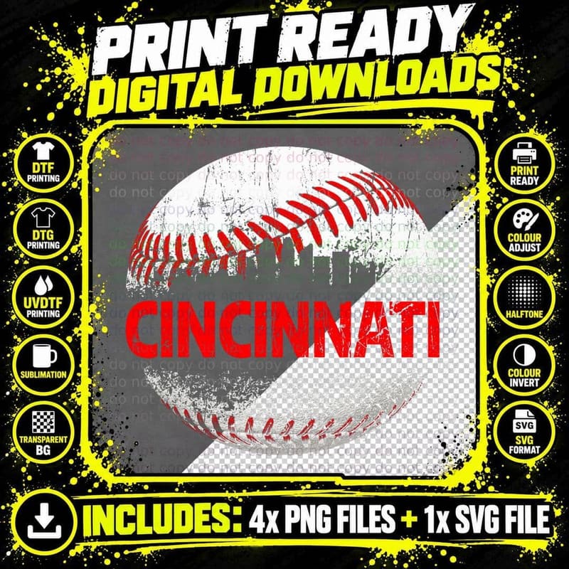 Cincinnati Souvenir Baseball City Downtown I Love Png SVG Digital Bundle