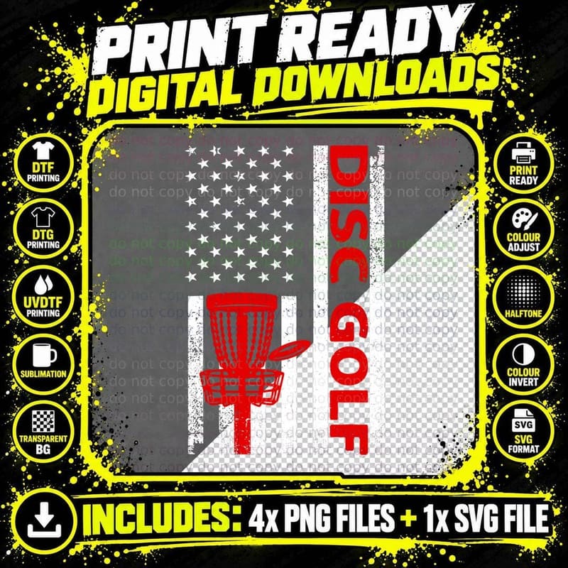 Cool Disc Golf Design for Men Women Kids Disc Golf Sport Png SVG Digital Bundle