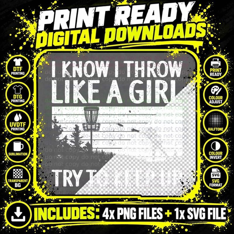 Cool Disc Golf Design for Women Girls Disc Golf Player Png SVG Digital Bundle