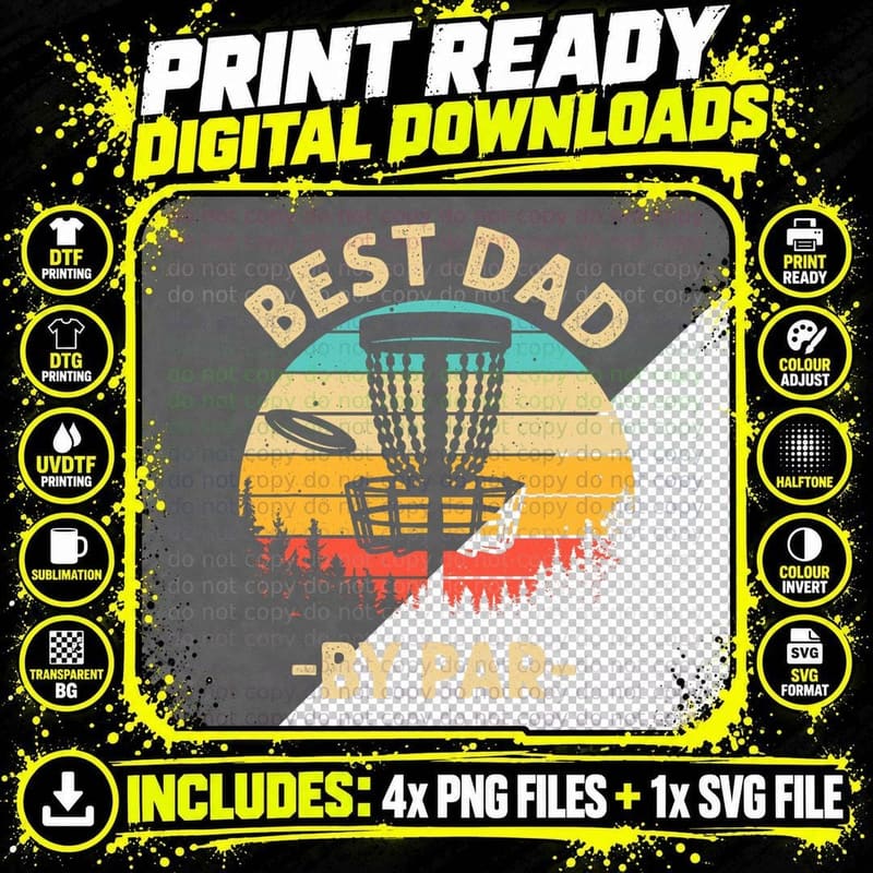 Cool Disc Golf for Men Dad Sports Tournament Best Dad by Png SVG Digital Bundle
