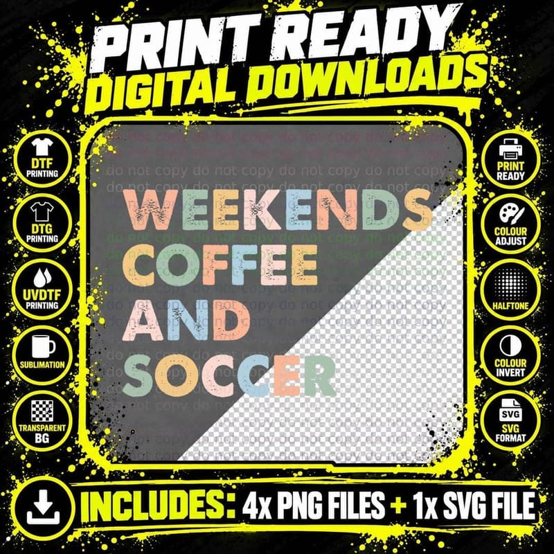 Cool Soccer Mom Life with Saying Weekends Coffee and Png SVG Digital Bundle