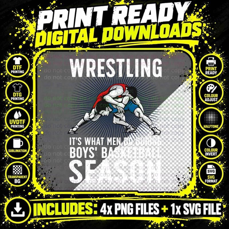 Cool Wrestling Art for Men Boys Wrestle Wrestler Png SVG Digital Bundle