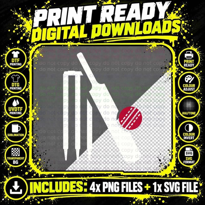 Cricket Bat Stumps T-Shirt Png SVG Digital Bundle