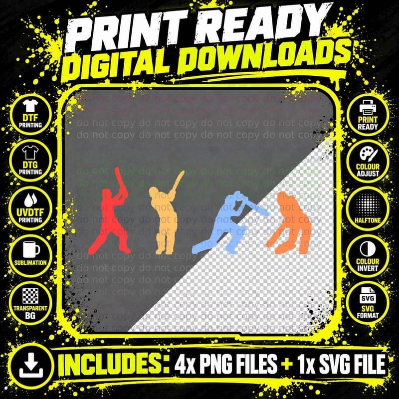 Cricket Gifts - Retro Vintage Colors Cricket Players Png SVG Digital Bundle