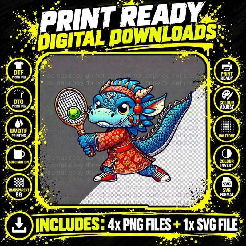 Cute Chinese Dragon Happy Chinese New Year Boys Kids Png SVG Digital Bundle