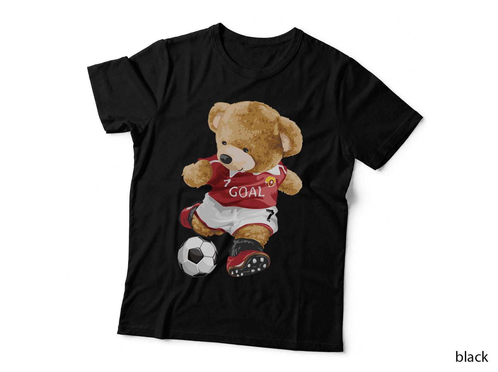 Cute Teddy Bear Playing Soccer, Kids Sports, Playful, Fun Animal Print T-Shirt