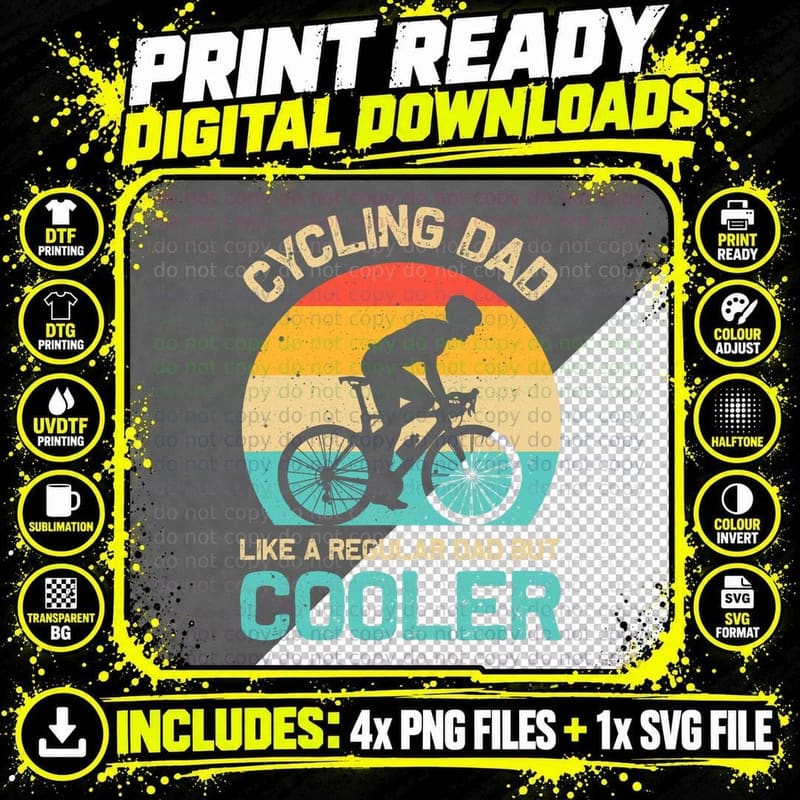 Cycling Dad Like a Regular Dad but Cooler Funny Cyclist Png SVG Digital Bundle