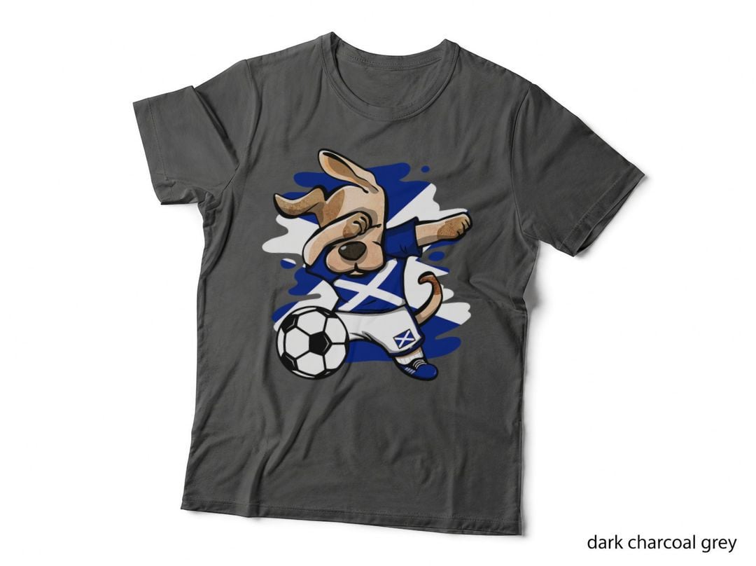 Dab Dog Scotland Soccer Fans Jersey Scottish Flag Football T-Shirt