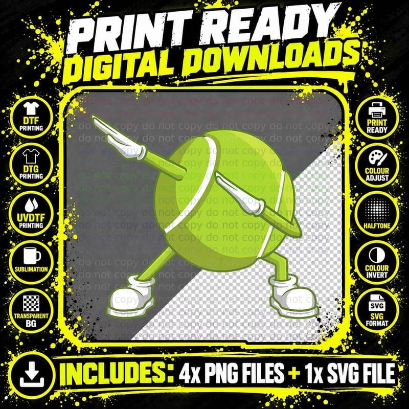 Dabbing Tennis Ball Funny Dab Dance Racket Game Outfit Png SVG Digital Bundle