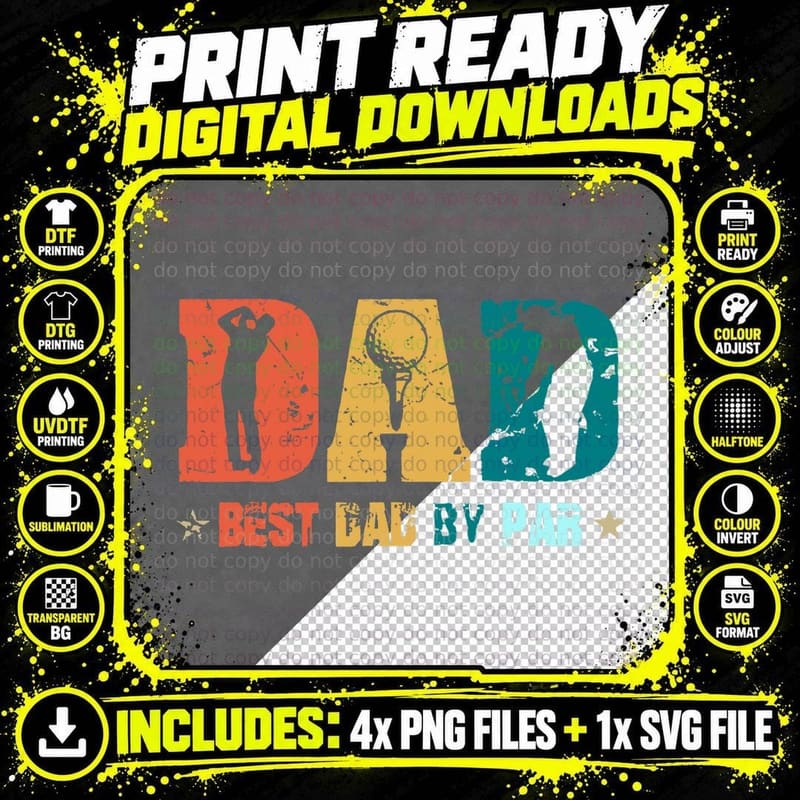Dad Best Papa by Par Father's Day Golf Shirt Golf Lover Png SVG Digital Bundle