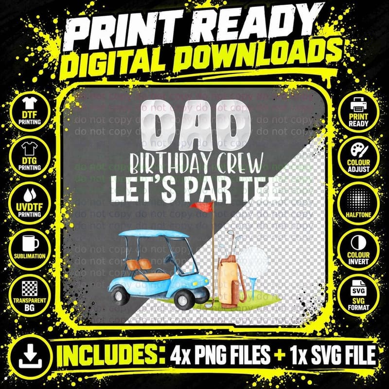 Dad Birthday Crew Let's Par Tee Party Golf Birthday Png SVG Digital Bundle