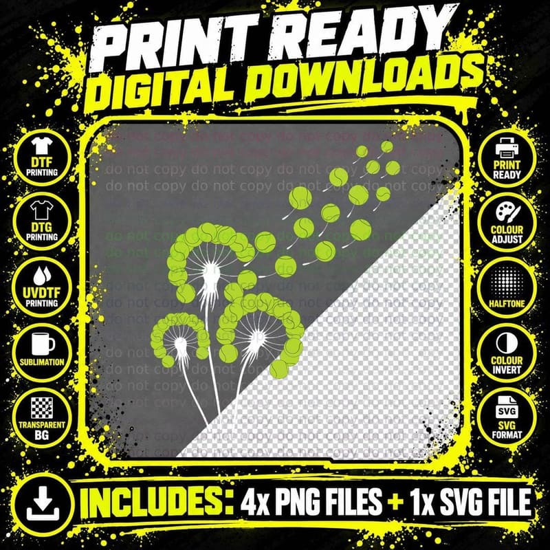 Dandelion Tennis Ball Shirt for Tennis Player Tennis Png SVG Digital Bundle